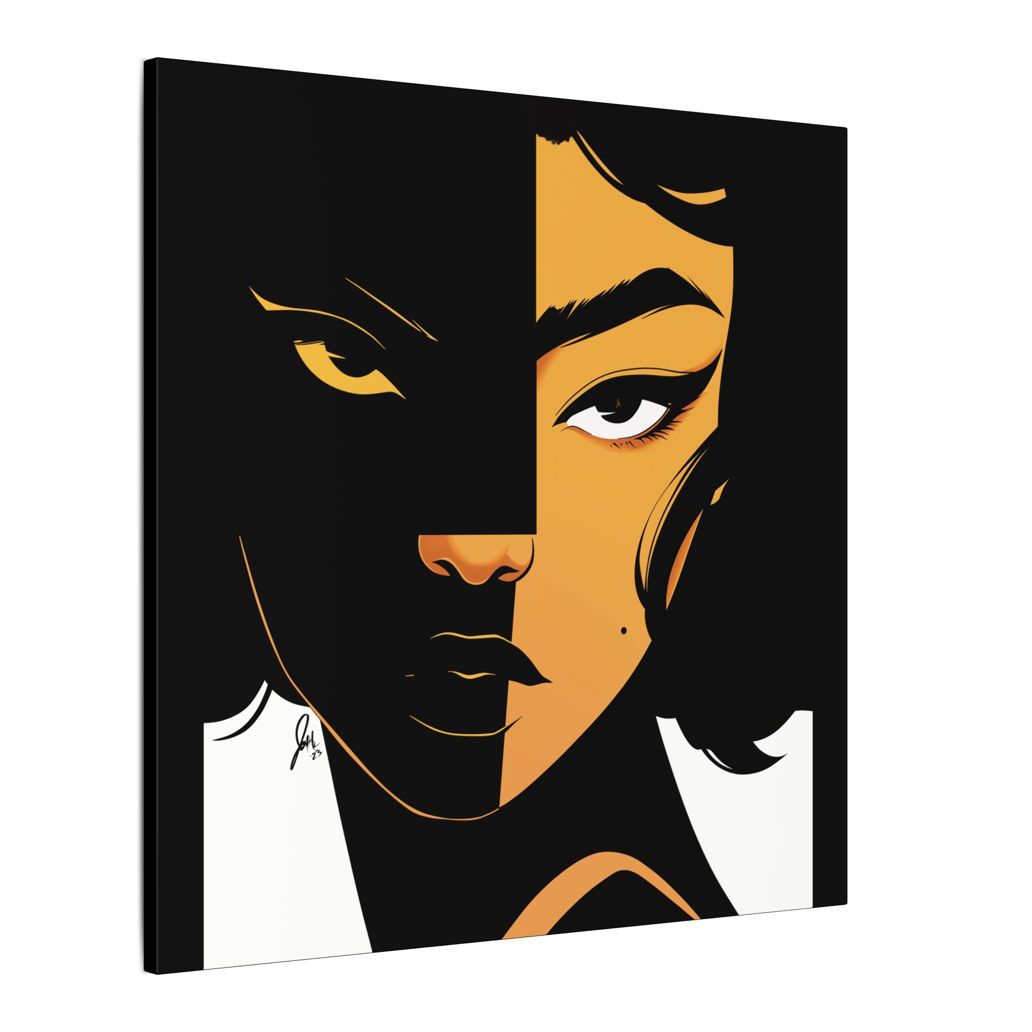Dual-Tone Portrait Canvas — Bold Black & Gold Loyal Art