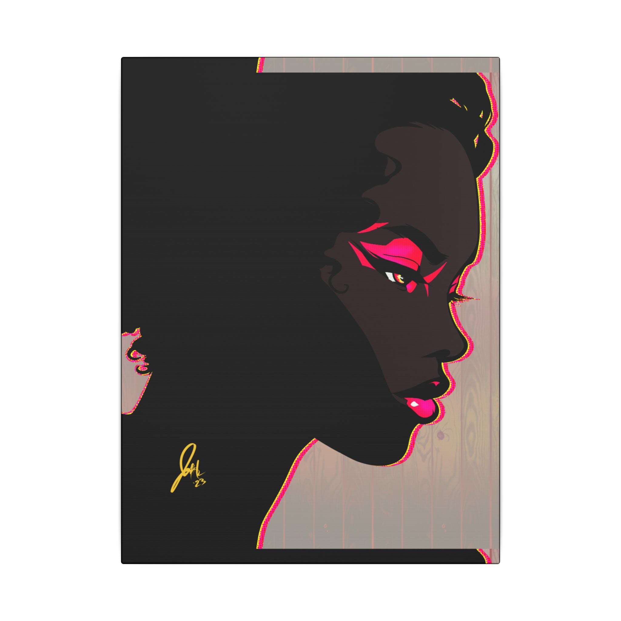Bold Pink Noir Portrait — Wall Decor