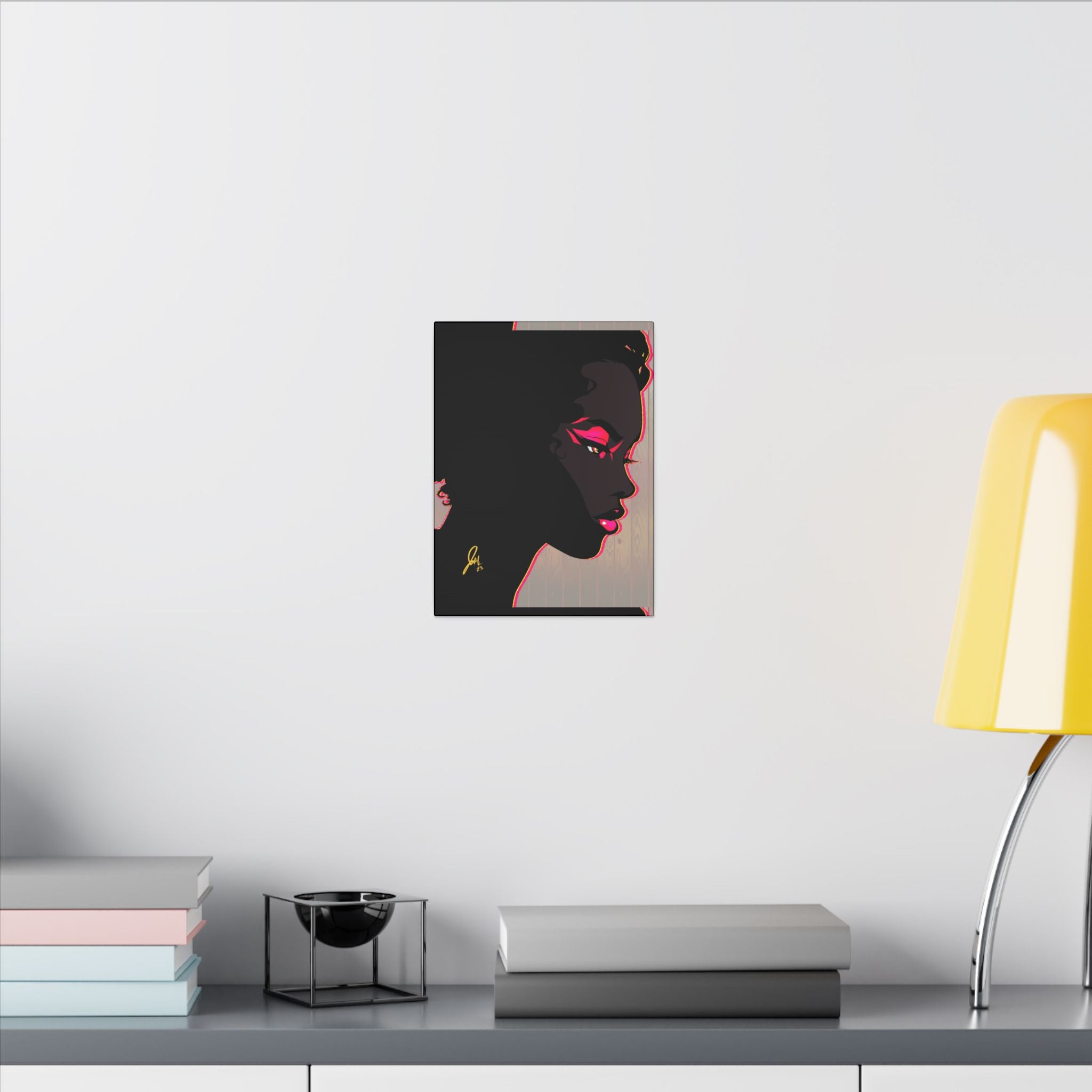 Bold Pink Noir Portrait — Wall Decor