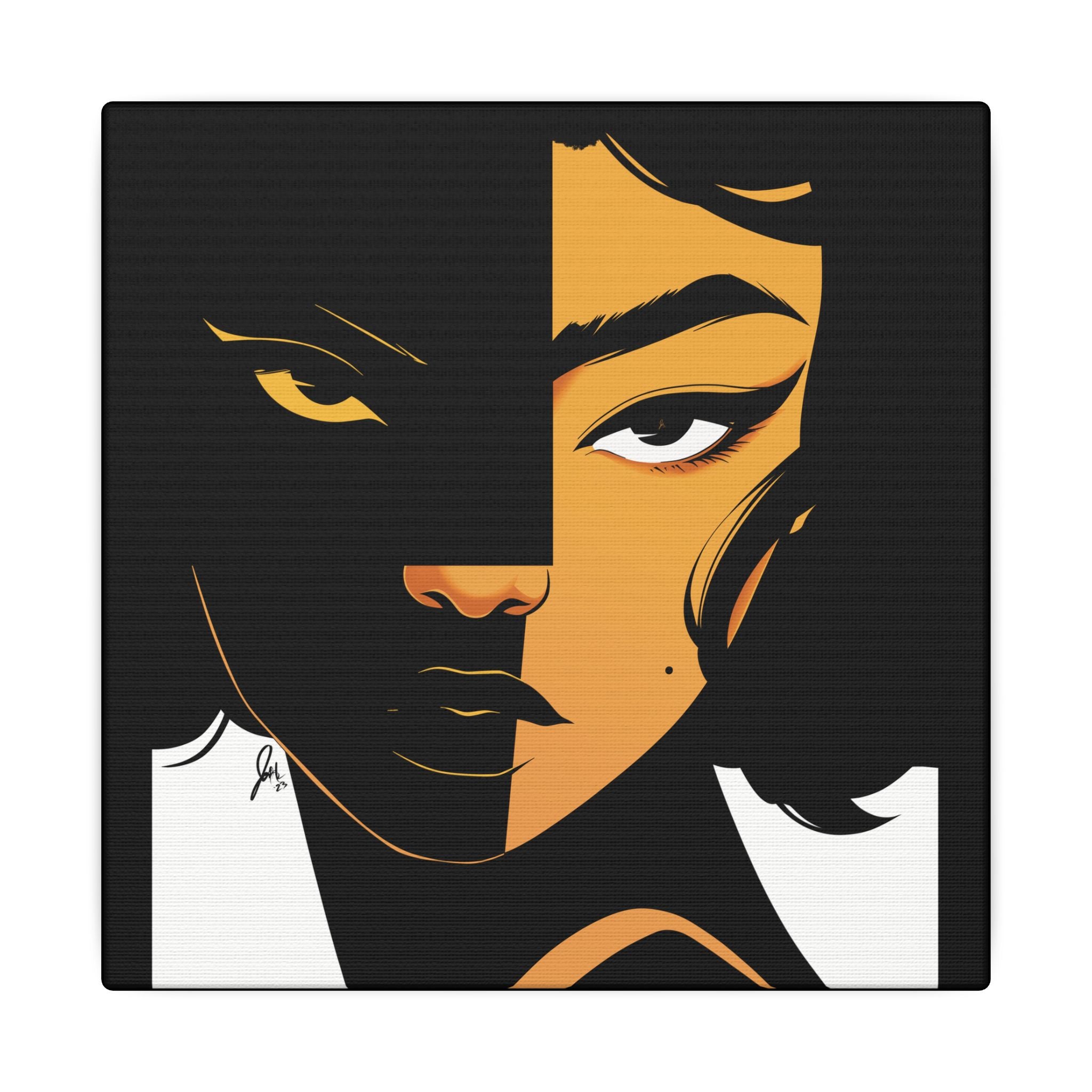 Dual-Tone Portrait Canvas — Bold Black & Gold Loyal Art