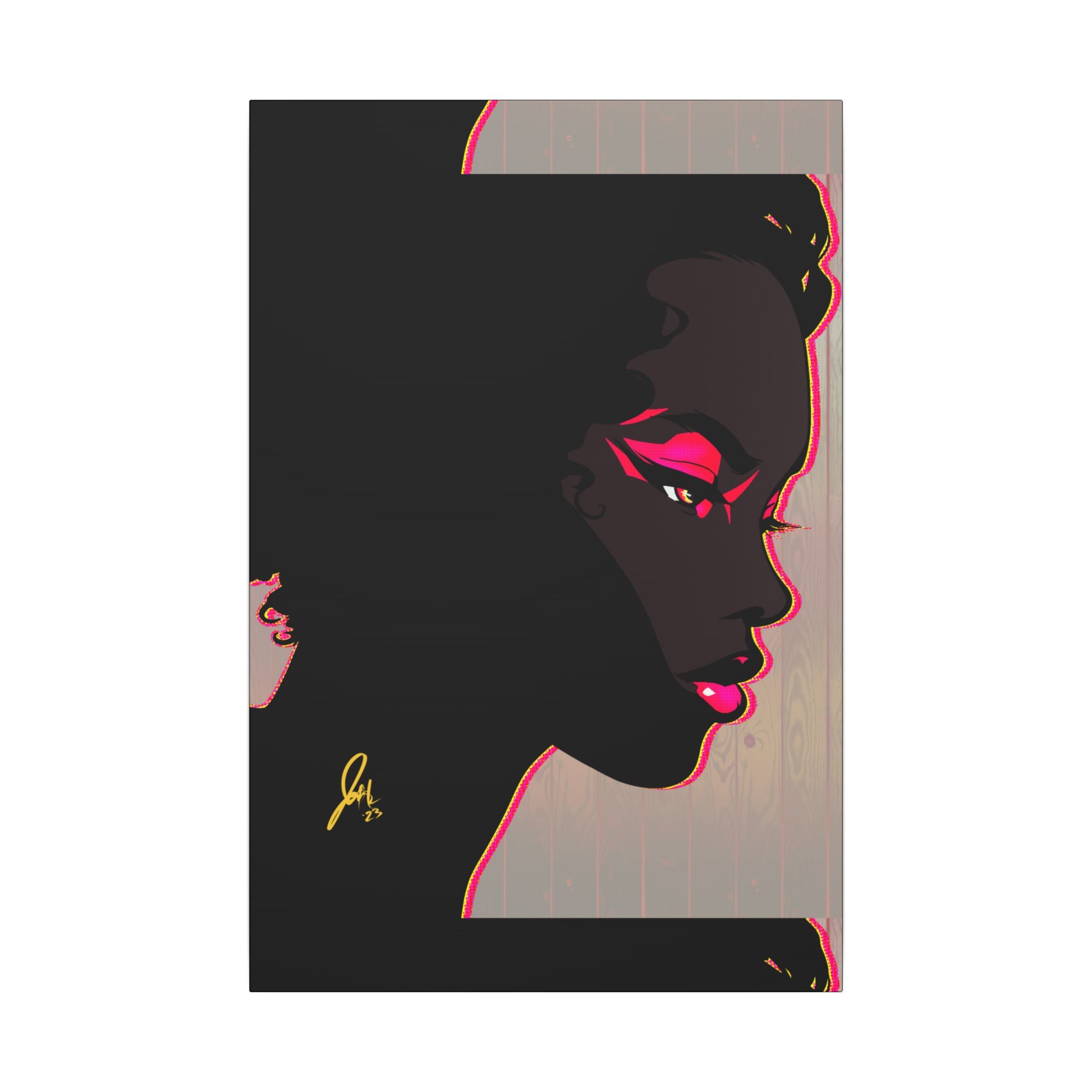 Bold Pink Noir Portrait — Wall Decor