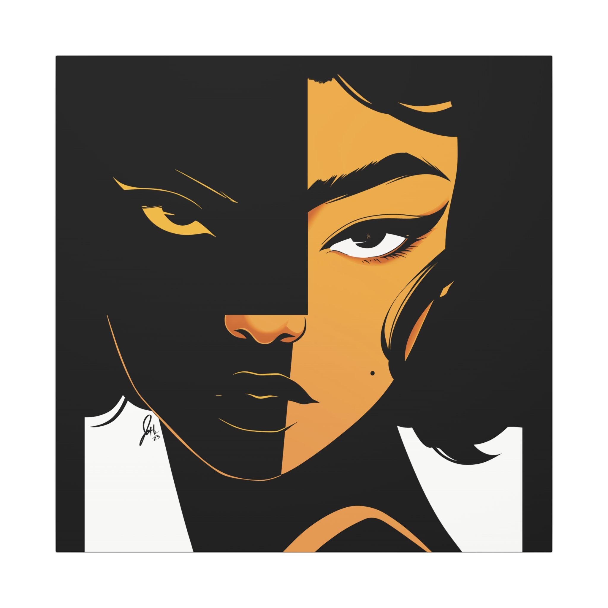 Dual-Tone Portrait Canvas — Bold Black & Gold Loyal Art
