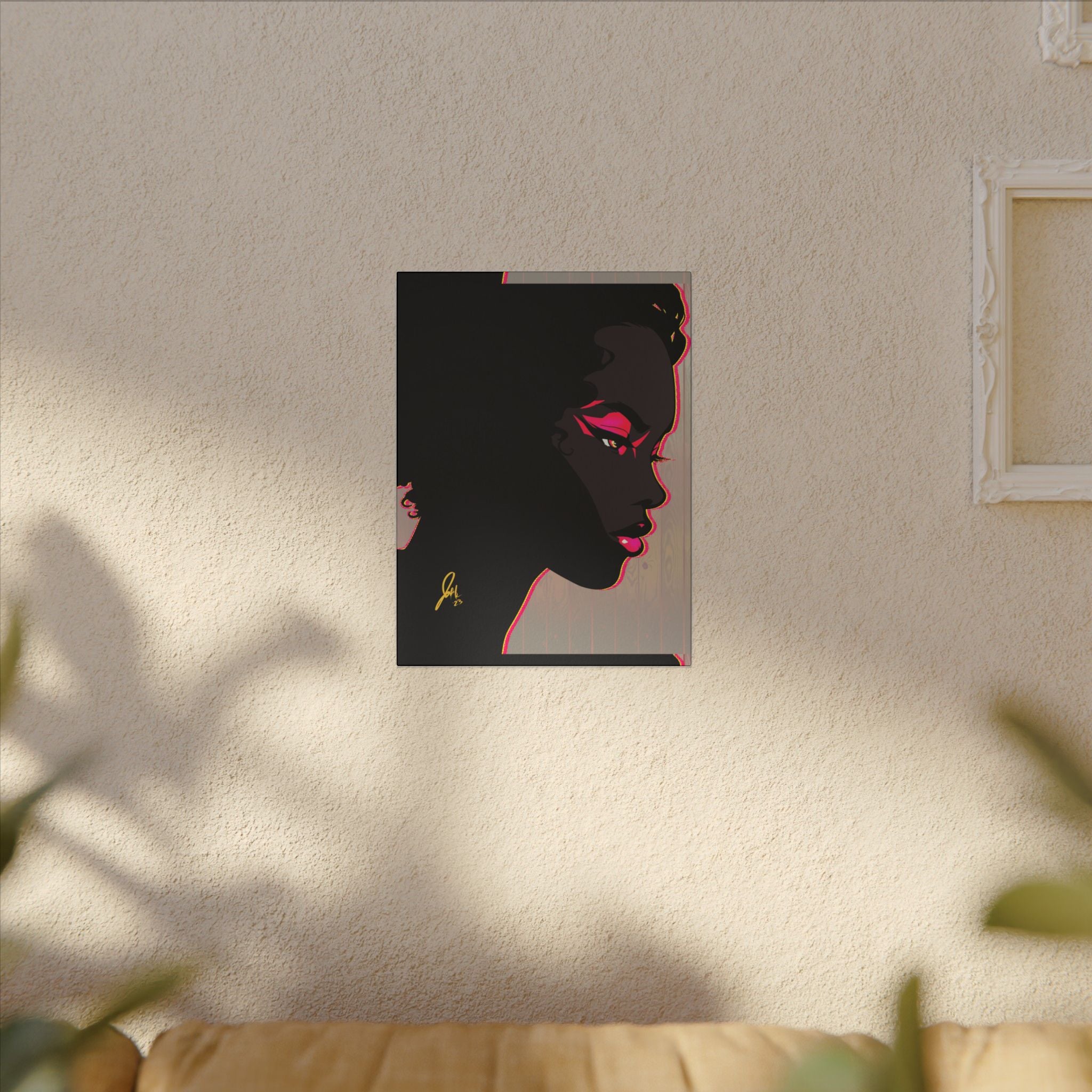 Bold Pink Noir Portrait — Wall Decor