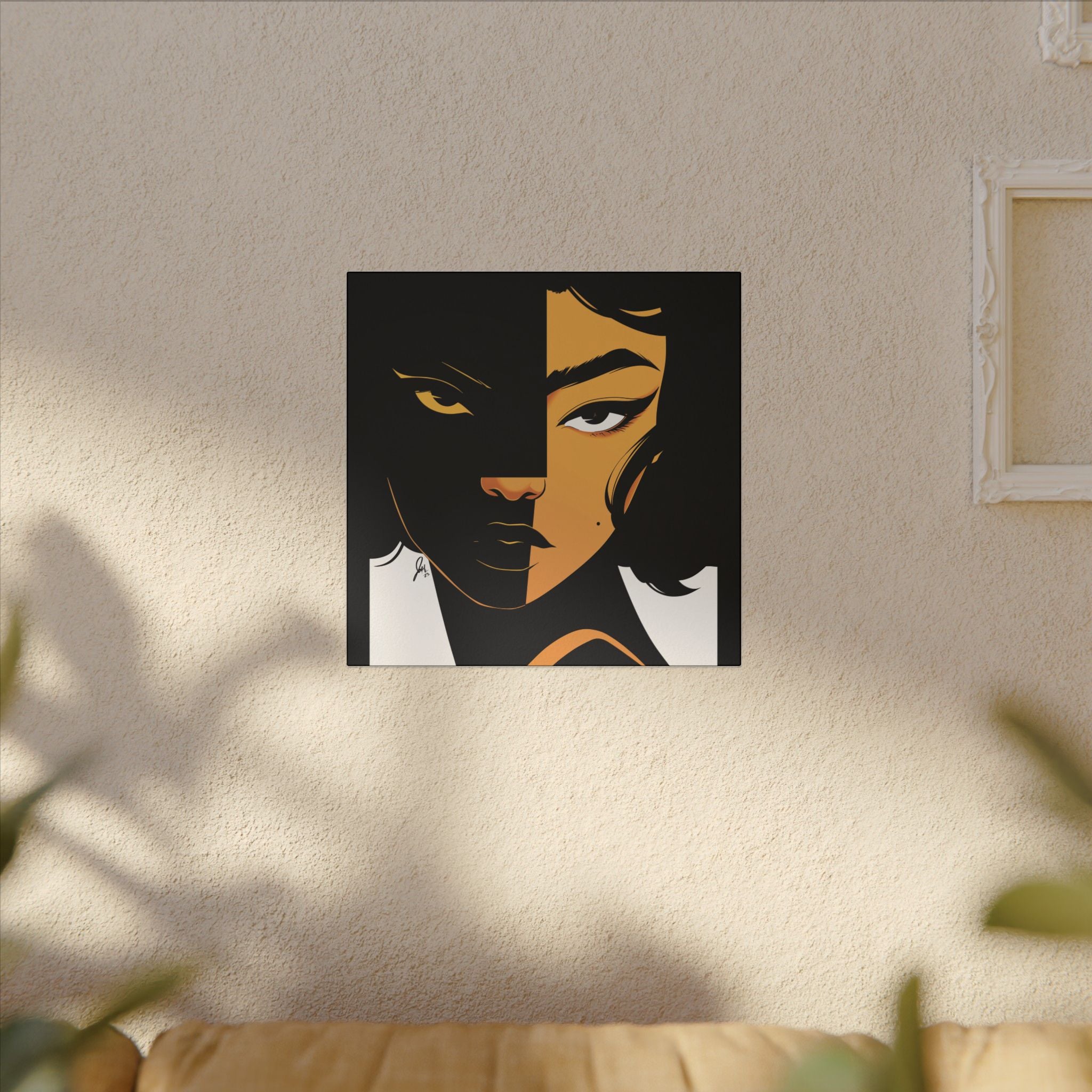 Dual-Tone Portrait Canvas — Bold Black & Gold Loyal Art