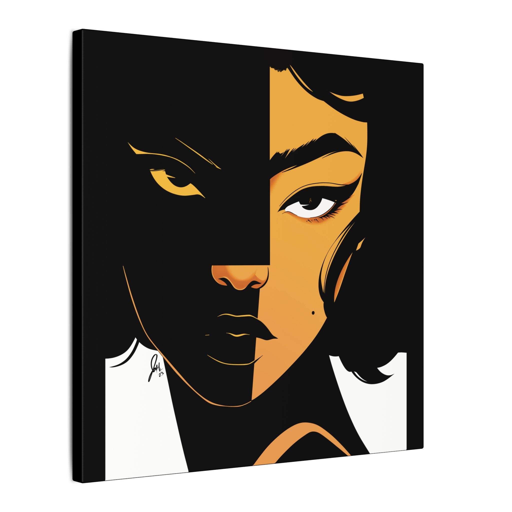 Dual-Tone Portrait Canvas — Bold Black & Gold Loyal Art