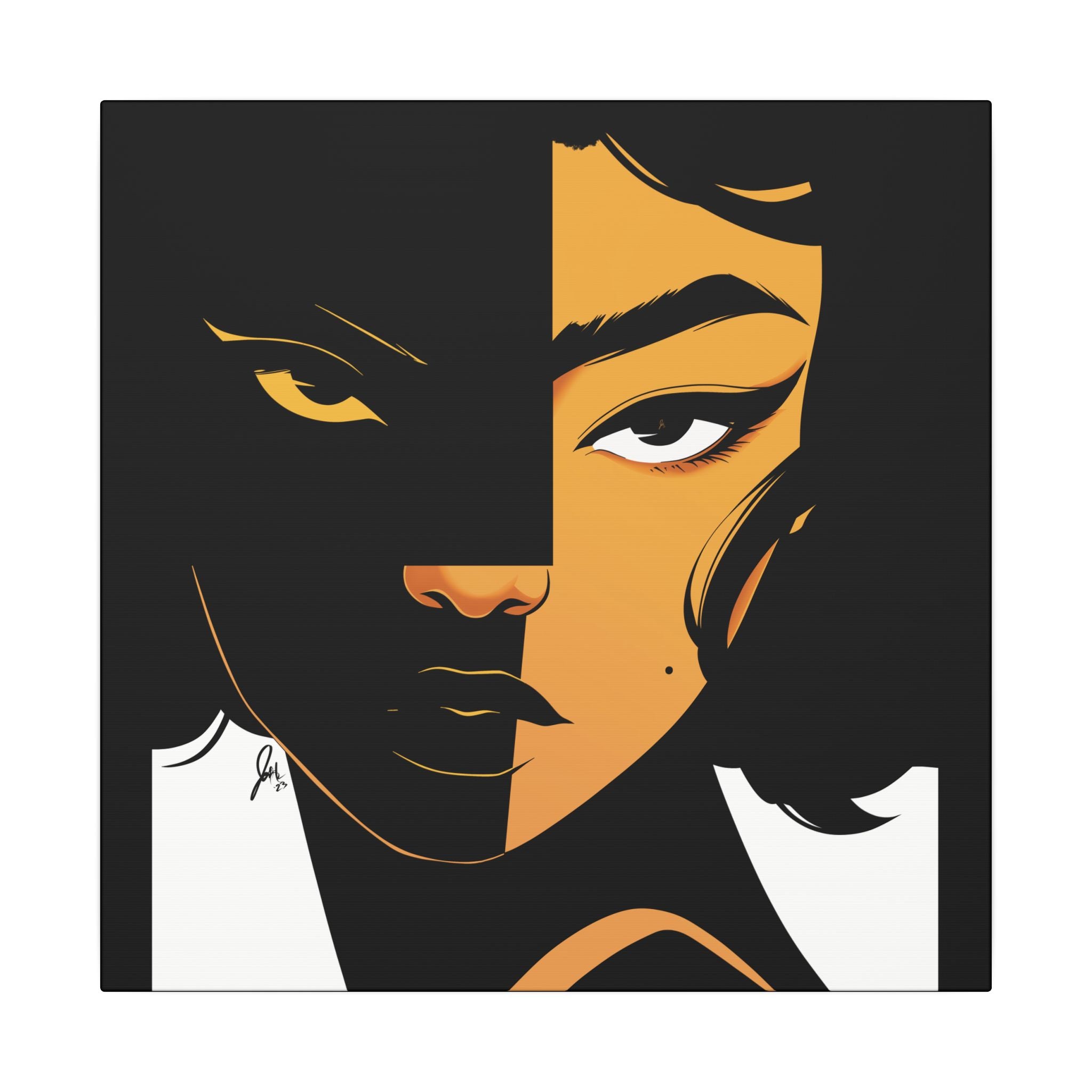Dual-Tone Portrait Canvas — Bold Black & Gold Loyal Art