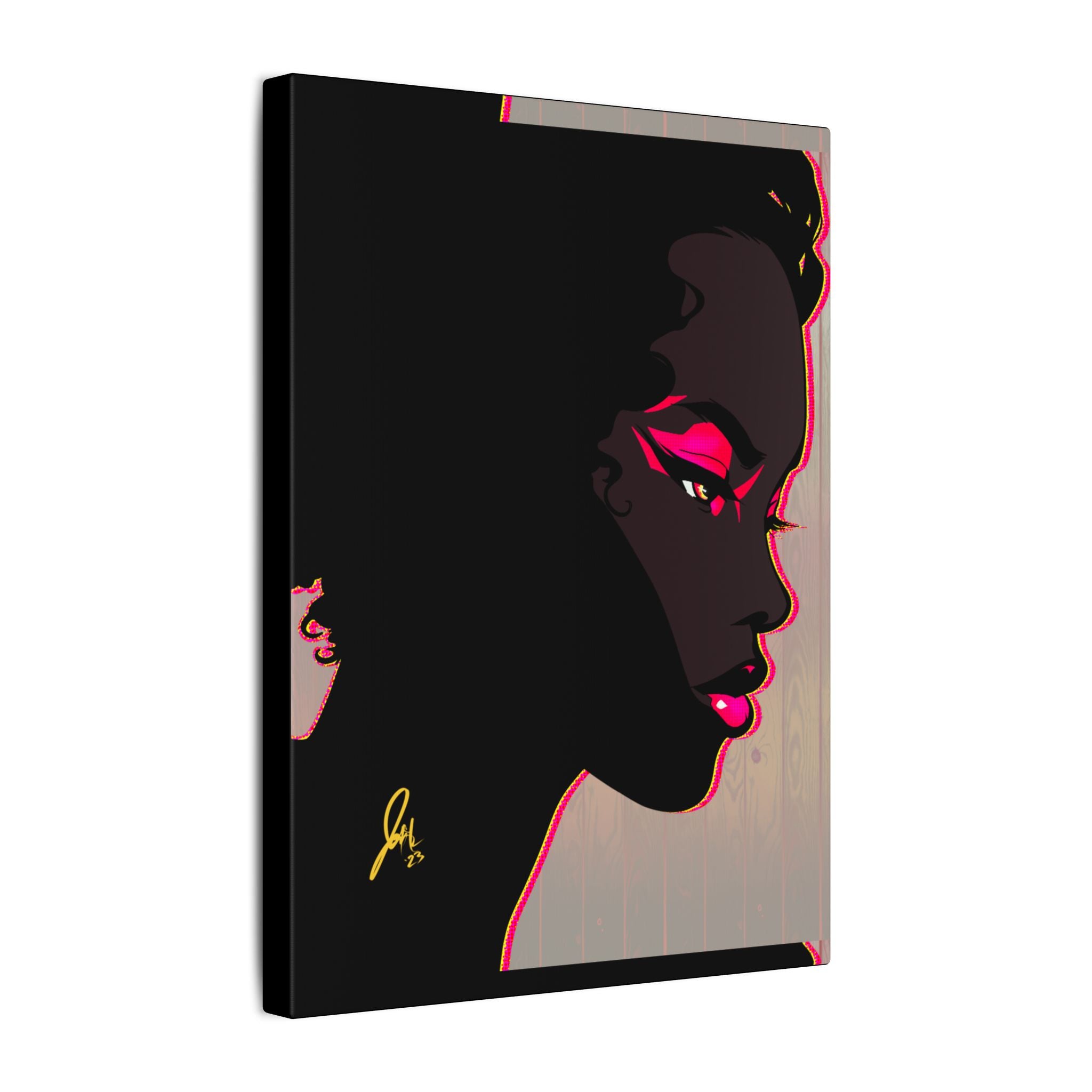 Bold Pink Noir Portrait — Wall Decor