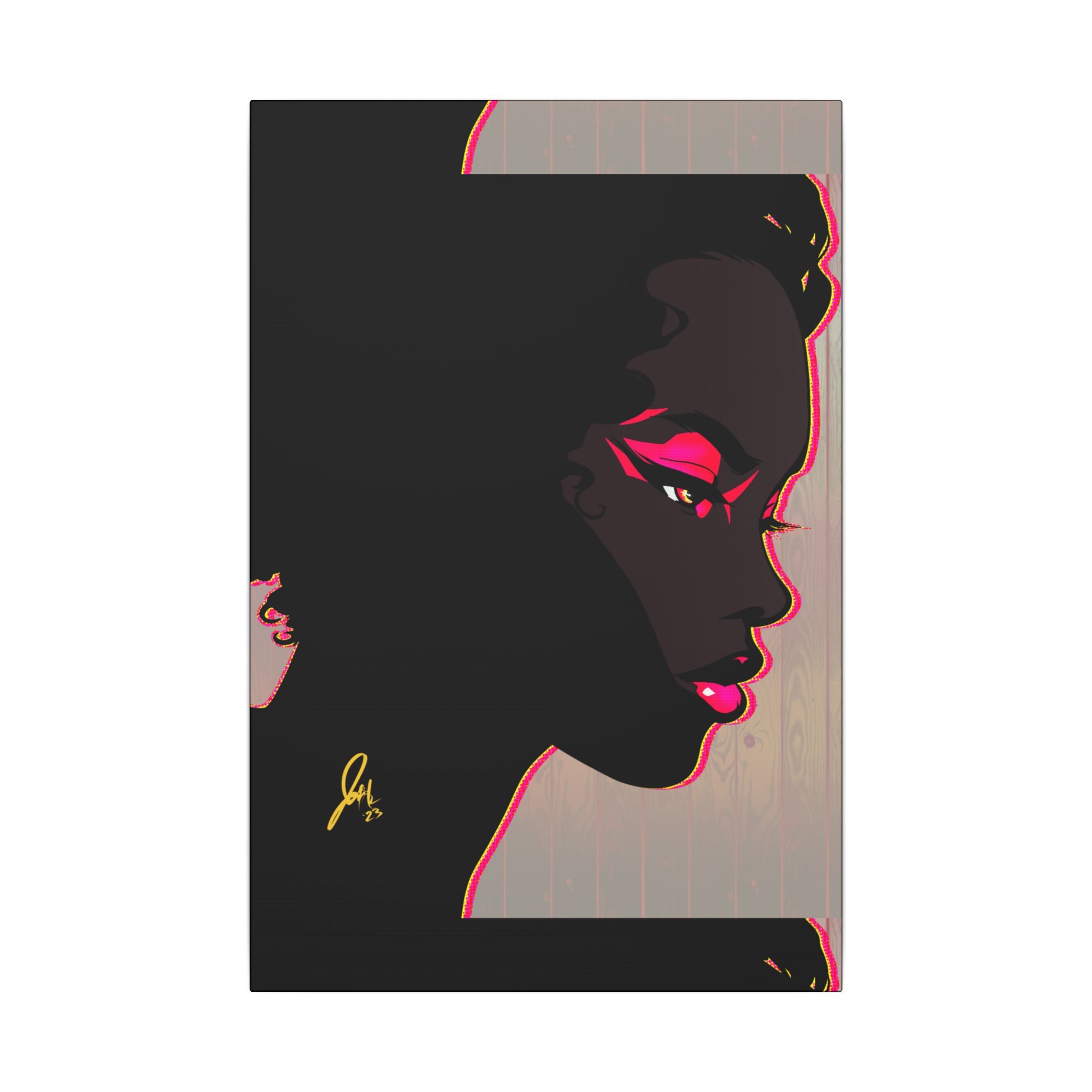 Bold Pink Noir Portrait — Wall Decor