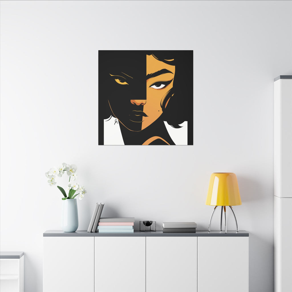 Dual-Tone Portrait Canvas — Bold Black & Gold Loyal Art