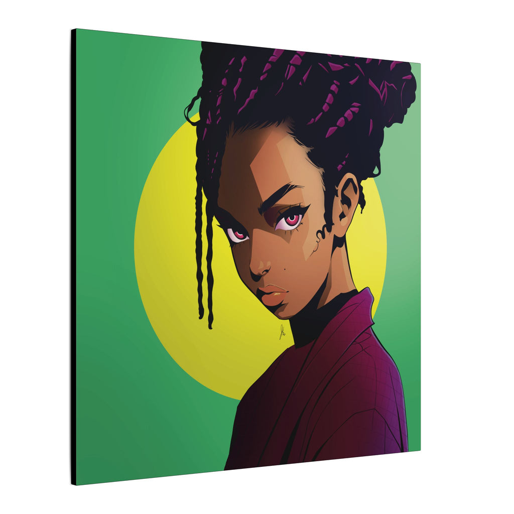 Afro Punk Girl Matte Canvas Print — Bold Green Pop-Art Wall Art