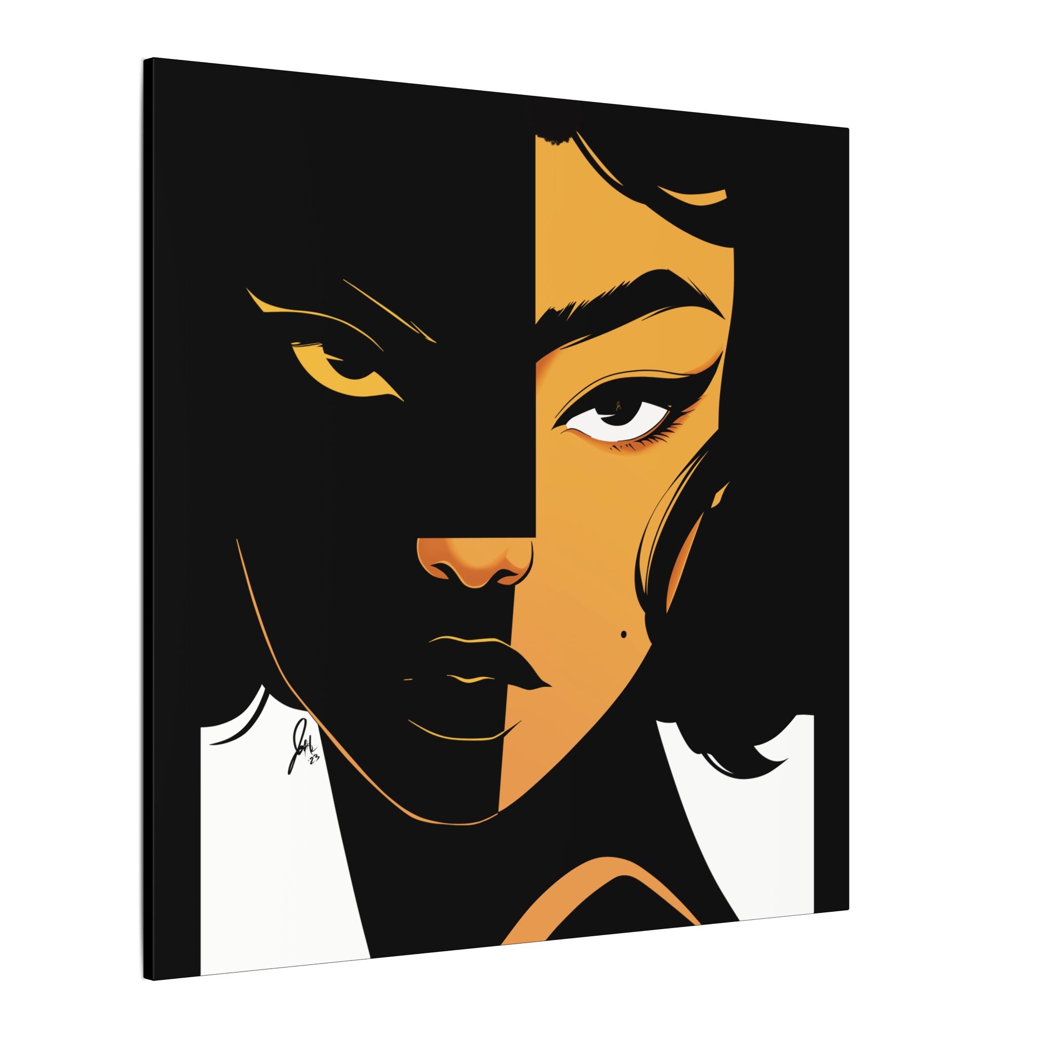 Dual-Tone Portrait Canvas — Bold Black & Gold Loyal Art