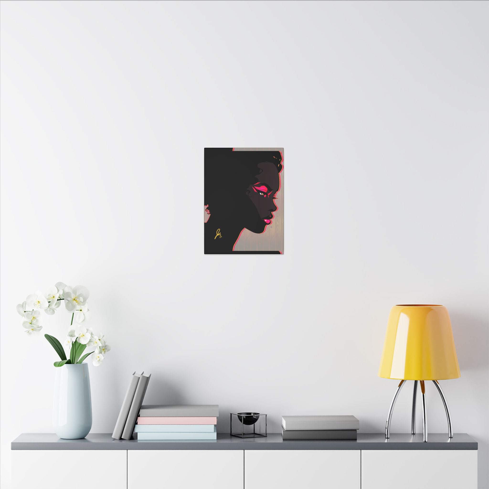 Bold Pink Noir Portrait — Wall Decor