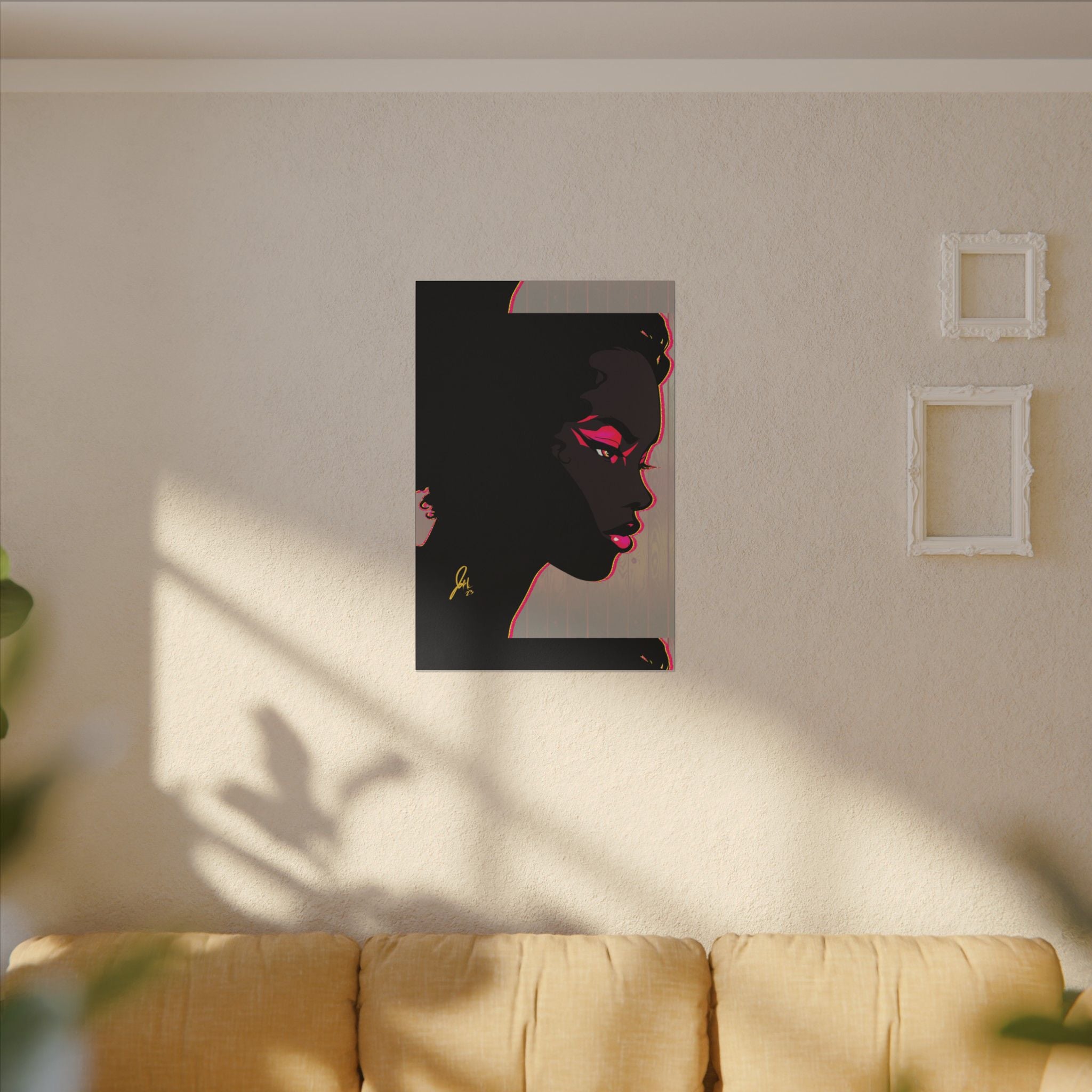 Bold Pink Noir Portrait — Wall Decor