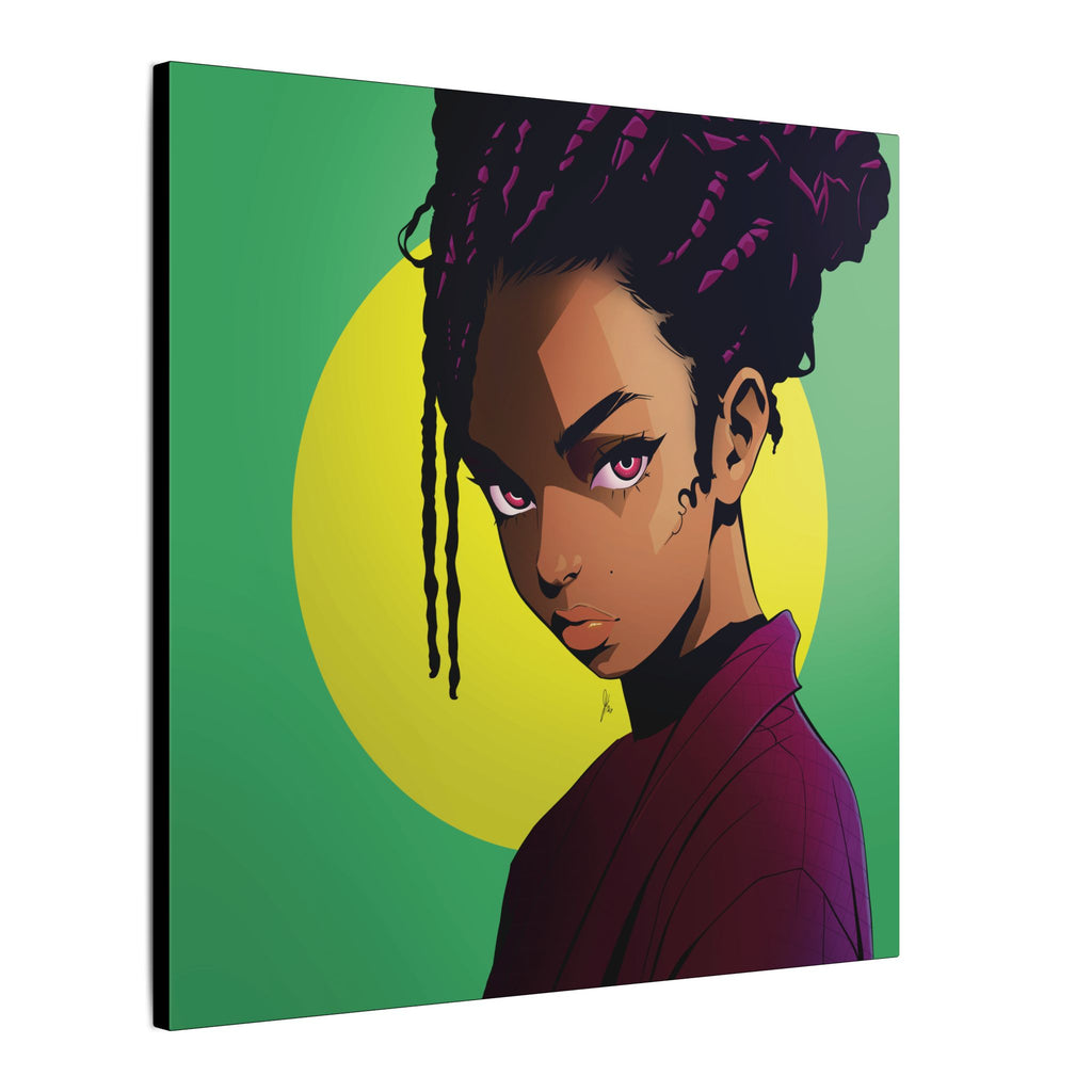Afro Punk Girl Matte Canvas Print — Bold Green Pop-Art Wall Art