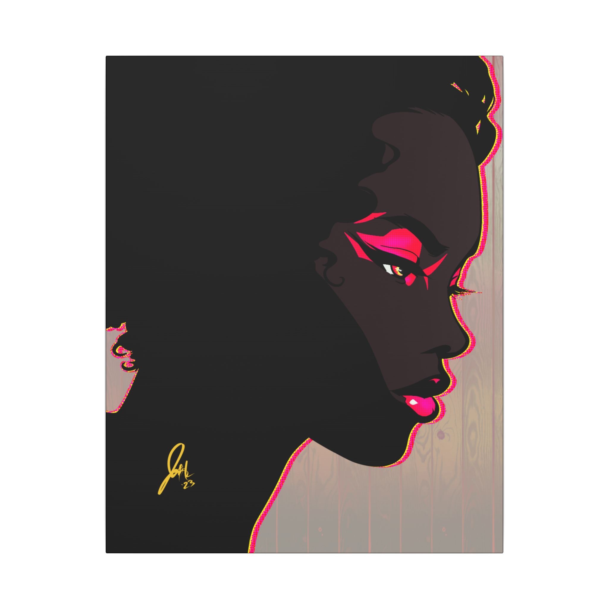Bold Pink Noir Portrait — Wall Decor