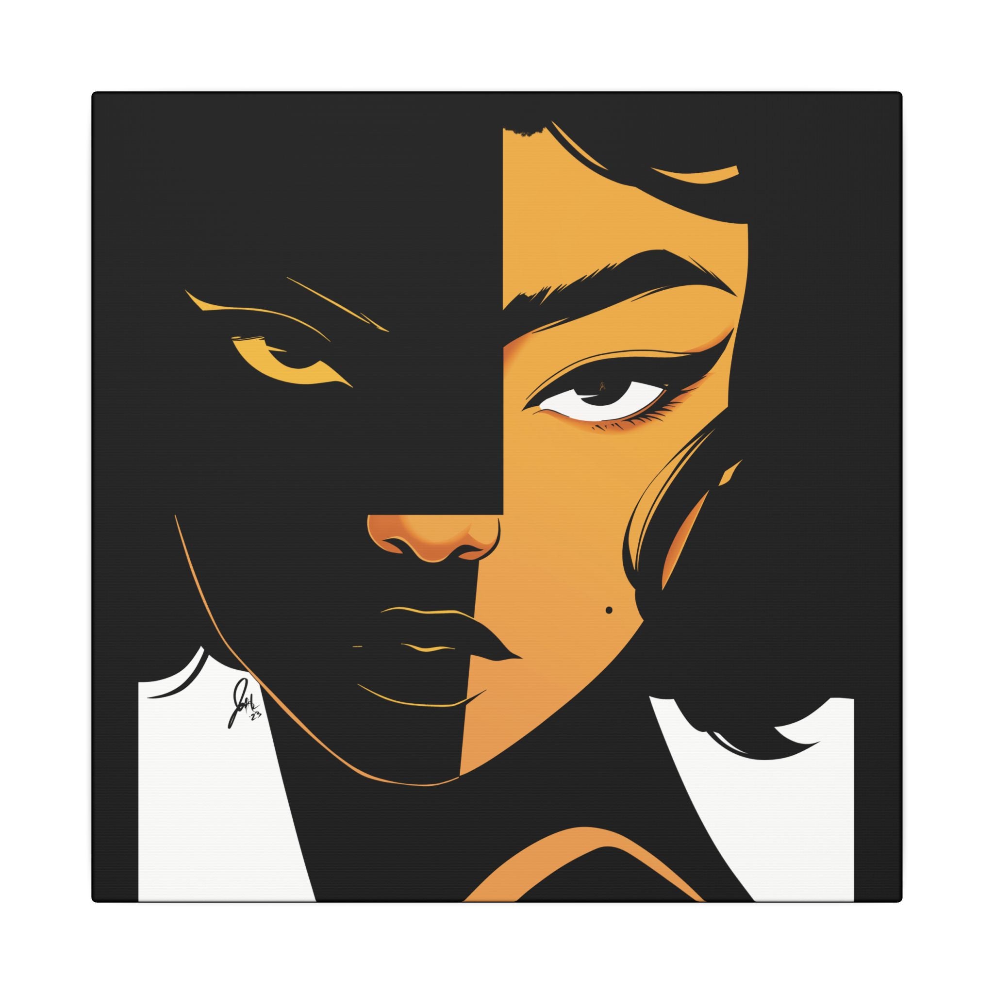 Dual-Tone Portrait Canvas — Bold Black & Gold Loyal Art
