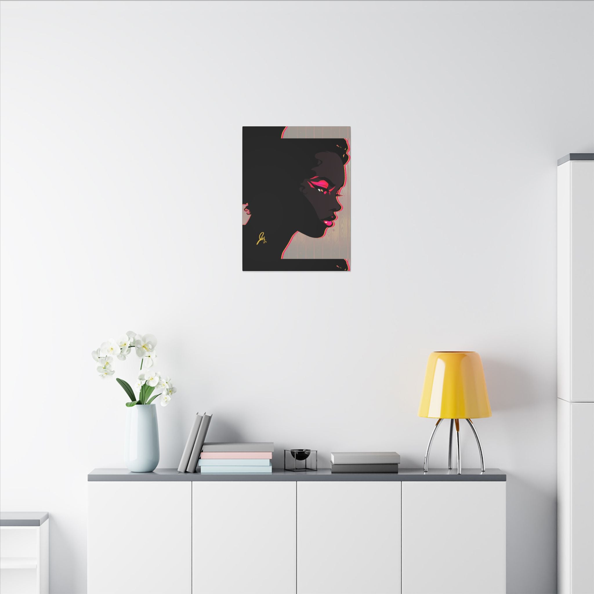 Bold Pink Noir Portrait — Wall Decor